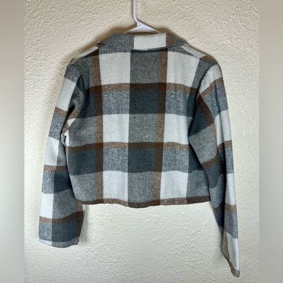 Blue B Collection Women's Plaid Lightweight Crop Jacket (Gray) Size Medium - Picture 5 of 12